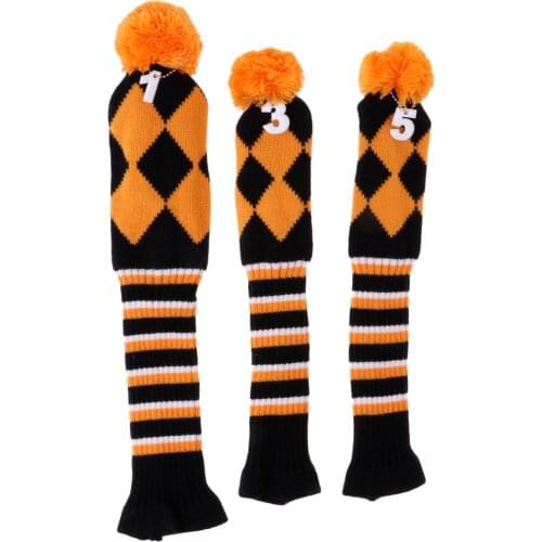 3 Packs Golf Knit Pom Pom Headcover Driver Fairway Woods Head Covers