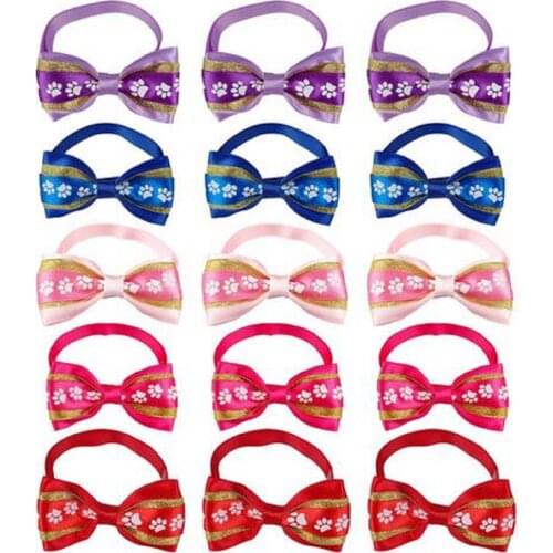 50pc/lot Big sale Pet Dog Bling Paw Bow Ties Cute Neckties Pet Puppy Dog Cat Ties Accessories Grooming Supplies BN97
