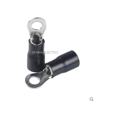 500pcs RV3.5-10 Crimp Wire Connector 14~12AWG 3/8 Black Ring Terminal Round Terminal