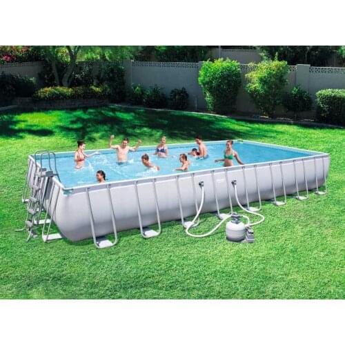 56623 Bestway 9.56x4.88x1.32m Power Steel Frame Pool Set 31.3'x16'x52" Very Large Rectangular Above Ground Swimming Pool