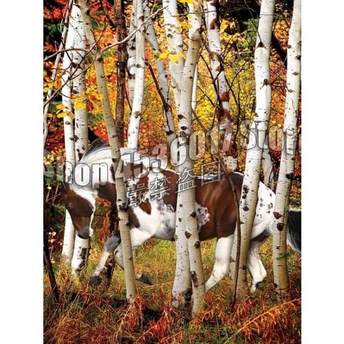 5d Diy Diamond Painting Hideaway Horse Art Cross Stitch Diamond Embroidery Horses Fall Animals Full Mosaic Home Decor Gifts