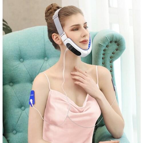 Chin V-Line Up Lift Belt Machine Red Blue LED Photon Therapy Face Slimming Vibration Massager Facial Lifting Device V Face care