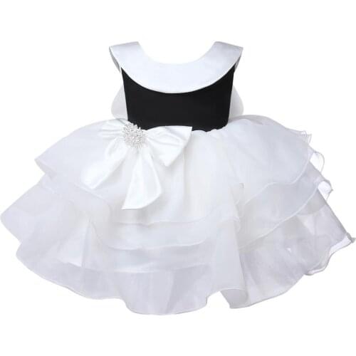 White Tulle Baby Girl Dresses Sleeveless Lace Beads Bow Lace Baby Girl Christening Gown Newborn Baptism Clothing Infant 1 Years Birthday Girl Party Dresses