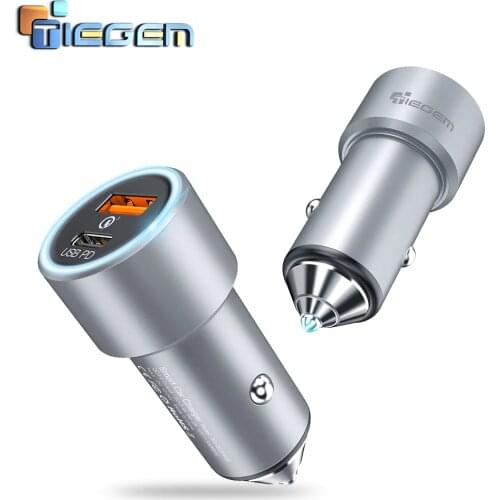 TIEGEM 36W Type-C PD Quick Charge 3.0 Car Charger For iPhone X 8 Fast Charging QC 3.0 Car-Charger For Samsung S9 S8 LG Sony
