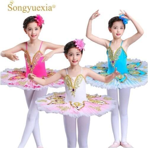 Songyuexia Children professional ballet tutu dress collant ballet feminino adulto Girl romantic tutu ballet skirt 3colors
