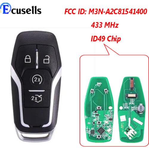 4 Button Smart Remote Key FSK 433.92MHz HITAG PRO 49 Chip FCC ID: M3N-A2C31243800 For Ford Fusion Explorer edge Mustang 13-2017