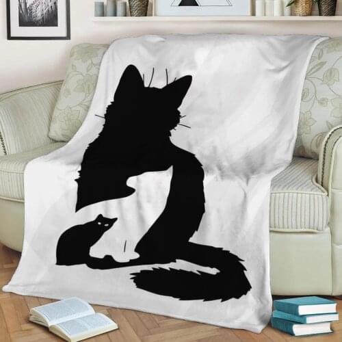Black Cat Flannel Throw Blanket 3D Printed Keep Warm Sofa Child Blanket Home Decor Textiles Dream Family Gift