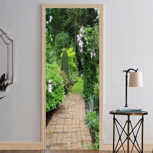 3d wallpaperwall paper door palm door decoration 3 d character since the door post Metope adornment of modern garden trees