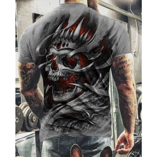 Punk Skull Printed T Shirt Men Summer Casual Oversized Short Sleeve Rock 3d T-shirt Street Style Trendy Unisex Tees Sport Tops