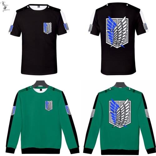 Attack on Titan 3D Printing T-shirt Fashion Round Neck Short/Long Sleeve Popular Japanese Anime Streetwear Plus Size