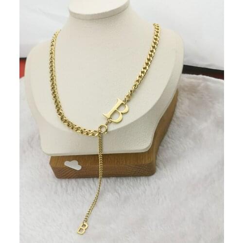 Hot Sell B Fashion New Goddess Luxury Women Necklace Gold Color Luxe Jewelry Stainless Steel Girl