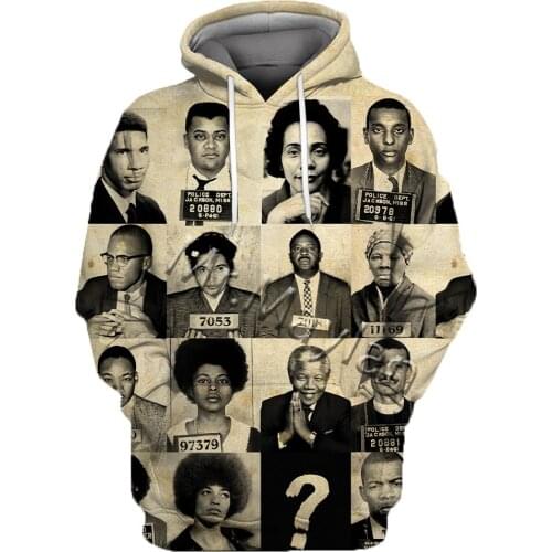 Civil Right Leader 3D Print Hoodies Women Vintage Graphic Hooded Sweatshirts Retro Jacket Oversized Clothing Girls Tops 5XL 6XL