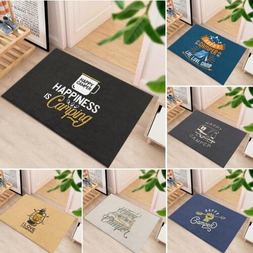 Happy Camper Kitchen Mat Cheaper Anti-Slip Modern Area Rugs Living Room Balcony Bathroom Printed Carpet Doormat Hallway Bath Rug