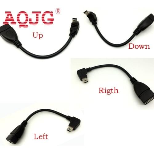 90Degree Up Down Angled Mini USB Type B to USB Female OTG Cable 10cm short mini usb otg cable For Car Audio DVD GPS Left Right