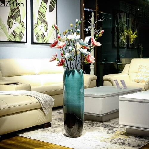 Classic Ceramics Vases Floor Vase Living Room Flower Insert Gradient Glaze Porcelain Crafts Furnishings Vintage Home Decor
