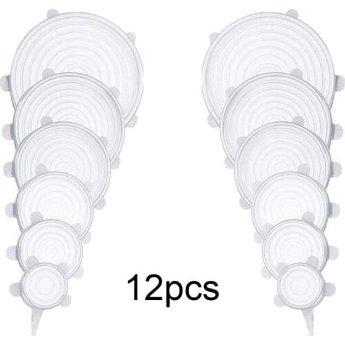 6/12pcs Silicone Lid Stretch Lids Universal Silicone Bowl Pot Lid Silicone Cover Pan Cooking Food Fresh Cover Microwave Cover