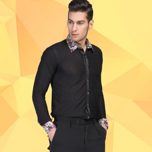 Hot Sale New Black Waltz Latin Dance Jacket Top Men Latin Dance Shirts Men Ballroom Dance Shirt Long Sleeved Jacket B-5988