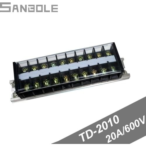 TD-2010 Connection Terminal blocks Dual Row 20A 600V 10P Connect Plug-in Unit Connector Screw Barrier Strip