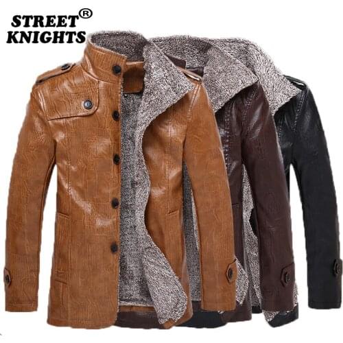2021 Mens Motorcycle Jacket Autumn Winter Men New Faux PU Leather Jackets Casual Embroidery Biker Coat Zipper Fleece Jacket