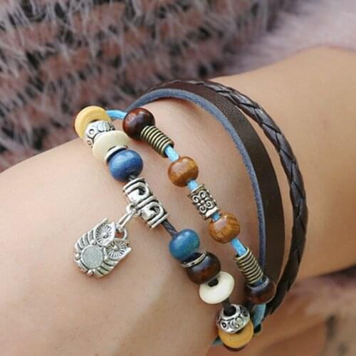 CIBOCIBO Beaded Bracelet Men Retro Leather Braided Bracelet For Men Vintage Classic Luxury Men Gifts Pulseras Mujer Moda 2021