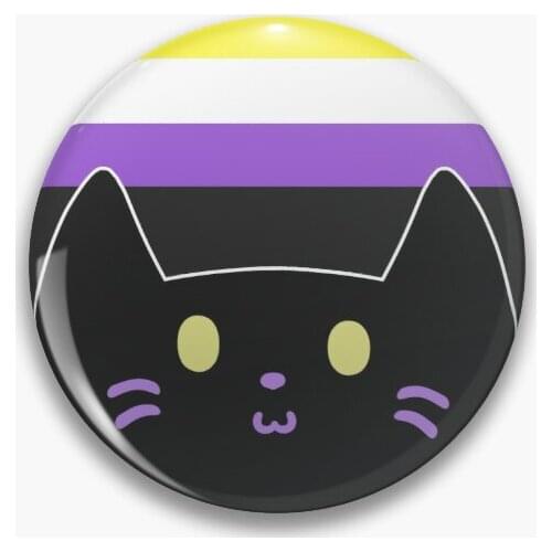 Non Binary Pride Peeping Kitty Soft Button Pin Hat Badge Lapel Pin Cute Cartoon Clothes Women Fashion Gift Brooch Collar Decor