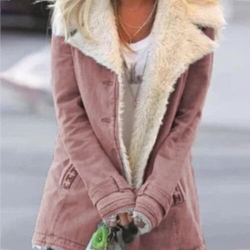 New Autumn And Winter Womens Fashion Denim Jacket Plus Velvet Warm Long-sleeved Jacket Thicker Motorcycle Lapels Coat