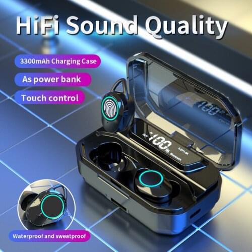 New Smart Touch Bluetooth 5.0 Earphones Stereo Wireless Headphones with Microphone Waterproof Earbuds Headset 3300mah Battery