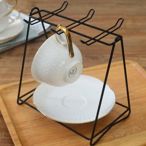 Stainless Steel Coffee Cup Holder Hanging Nail-Free Partition Cup Holder Kitchen Supplies Storage Rack Iron Cup Shelf Stand New