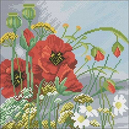 Poppy flower Patterns counted 11CT 14CT 18CT Cross Stitch Set DIY Cross-stitch Kits Embroidery Needlework Home Decor