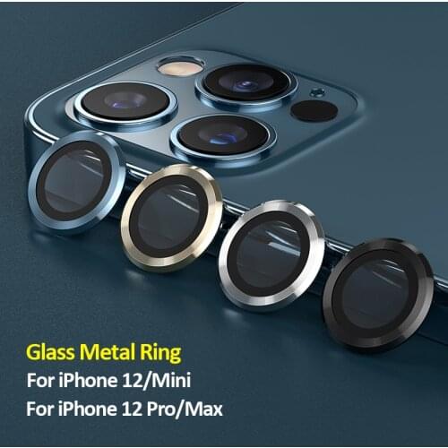 Camera Glass Film for iPhone 12 Pro Max Glass Metal Camera Lens Protector for iPhone 12 Pro 12 Mini Lens Protection Ring Cover