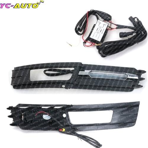 Car LED Car Fog Lamp Grille With LED DRL Daytime Running Lights With Wire Of Harness For Audi A6 C6 2009 2010 2011 Car-styling