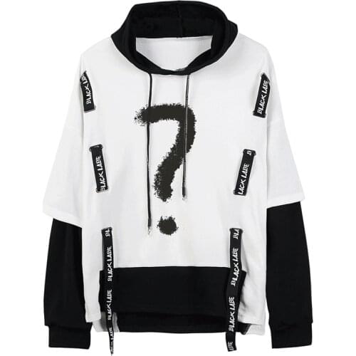 Mens Hoodies Long Sleeve Casual The question mark Print Sweatshirt New Spring Hip Hop Pullover Sport Top Male Hooded Sweatshirt