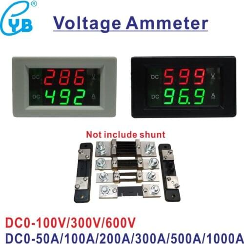 Free Shipping DC Voltage Current Meter DC 0-50A 100A 200A 300A 500A Voltmeter Ammeter Amp Volt Panel Meter DC 0-100V 300V 600V