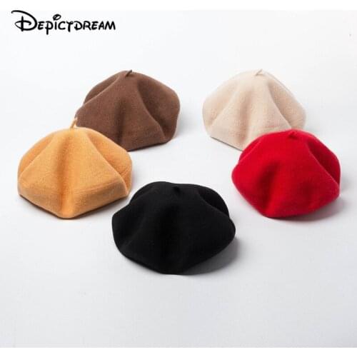 Wool Vintage Upgraded version Women Beret French Artist Beanie Hat Cap For Girl spring and autumn hats