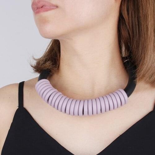 YD&YDBZ Multicolor Rubber Choker Necklaces For Women Hyperbole Small Circle Chunky Chain Statement Necklace Gothic Sweater Chain
