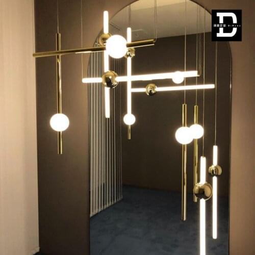LED chandelier version modern minimalist Metal glass tube chandeliers for dining room Bar Cafe tea shop WJ120610