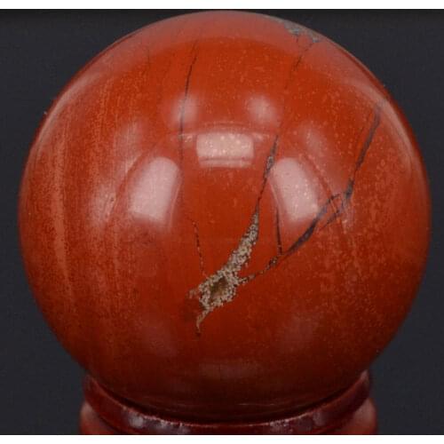 1.6") 40mm Natural Gemstone Red Jasper Sphere Crystal Globe Massage Ball Chakra Healing Reiki Stone Carving Crafts W/Stand