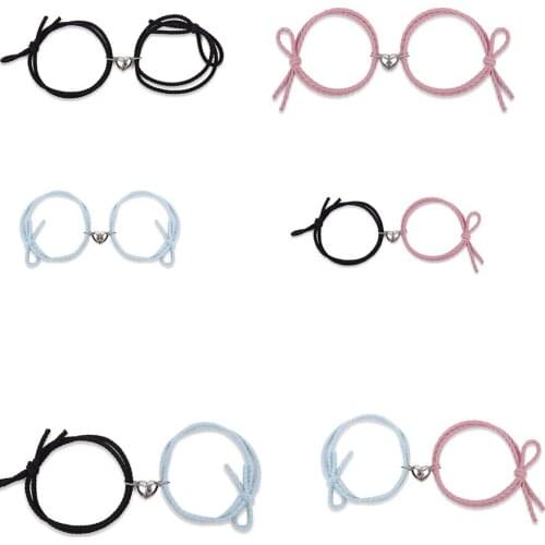 1 set Couple Bracelet Small Rubber Band to Send Girlfriend Boyfriend love heart Knotted Head Rope Jewelry Bracelet