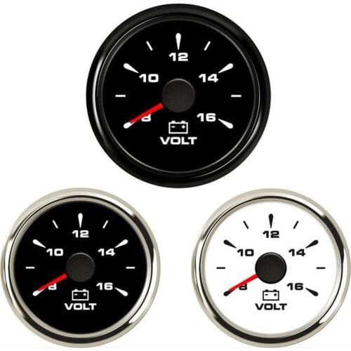 1pc 52mm Waterproof Volt Meters 8-16vdc Marine Voltage Meters Automotive Volt Gauges Black Bezel Voltmeters Green Backlight