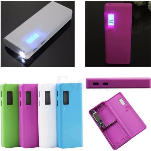 1 PC For iPhone LED 5x 18650 Dual USB Power Bank Battery Charger Case DIY Box Holder