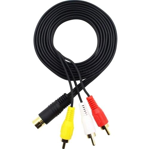 10-pin Cord Adapter AV Video Male to 3 RCA Male Composite Cable for Sega Saturn