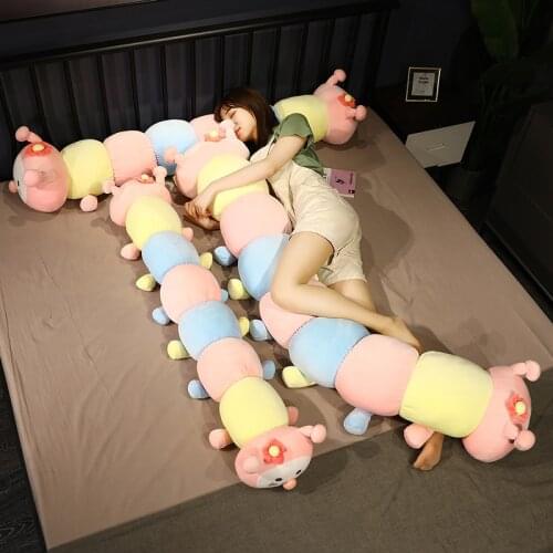 130cm Cute Animals Insect Doll Stuffed Colorful Double-Headed Caterpillar Plush Toys Soft Cartoon Long Pillow Kids Birthday Gift