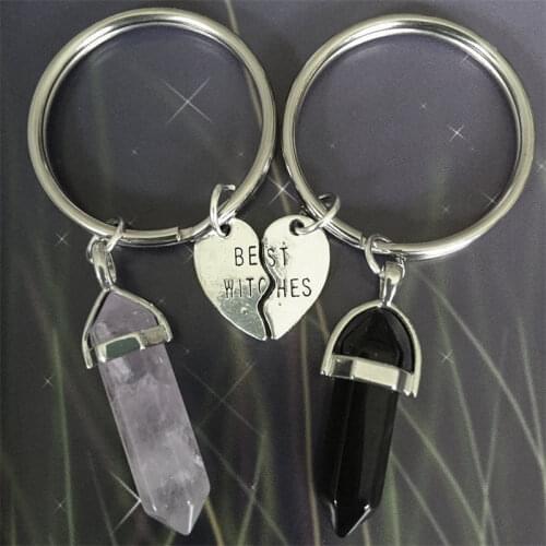 2pcs/set Best Friend Keychain, Witch Keychain, Crystal Keychain, Alloy Love Keychain, Fashion Keychain, Gifts for Good Friends