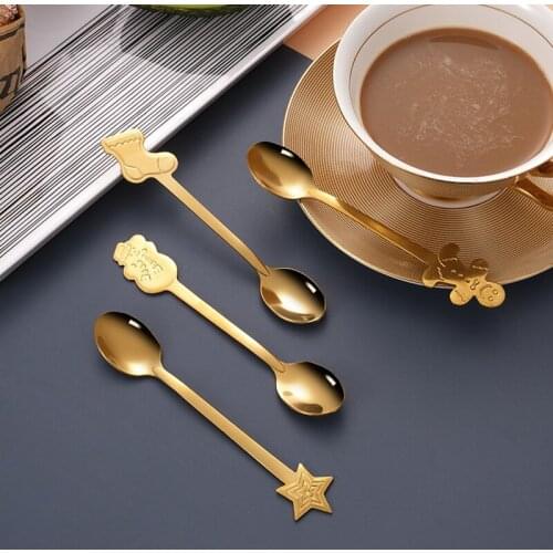4pcs/set Stainless Christmas Coffee Spoons Dessert Spoon Tableware Christmas Decorations for Home decor Kitchen Accessories
