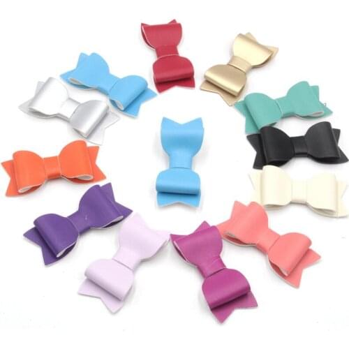 10pcs/lot Trendy 3" PU Leather Bow with/without CLIPS European Hair Accessories Headwrap Bandeau Hairband Solid Leather Bow