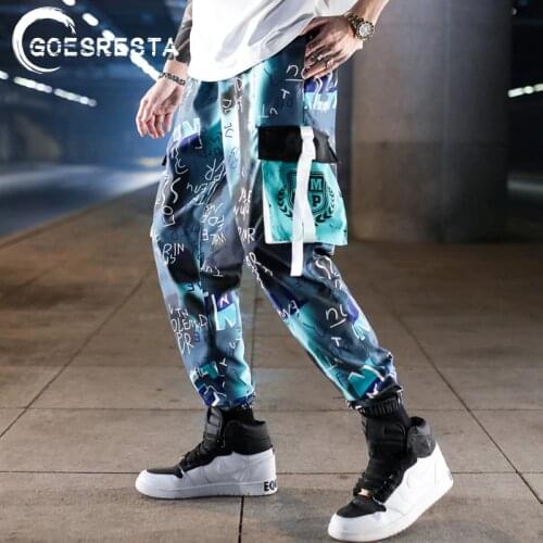 Gradient Hip Hop Men Cargo Pants Streetwear Fashion Cotton Joggers Sweatpants Casual Harem Trousers Summer Harajuku Pants Men
