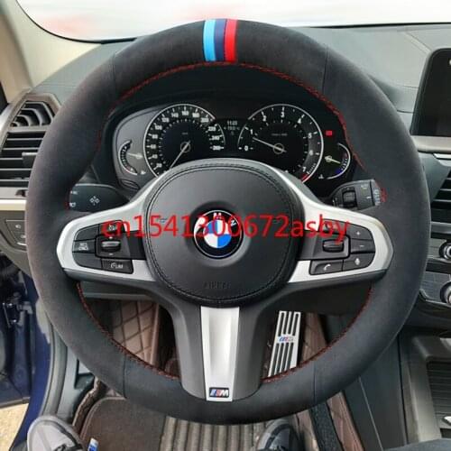 For BMW 1 Series 3 Series GT 5 Series X1 X3 X5 DIY custom all black imitation suede car steering wheel cover