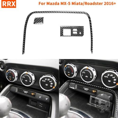 For Mazda MX-5 Miata Roadster USB Panel Center Console Button Frame Sticker 2016+ MX5 ND Carbon Fiber Interior Car Accessories