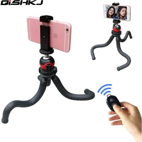 Flexible Octopus Phone Tripod With Metal Phone Holder Adapter Mount Bluetooth Remote Control for IPhone Smartphone OM4 Gimbal
