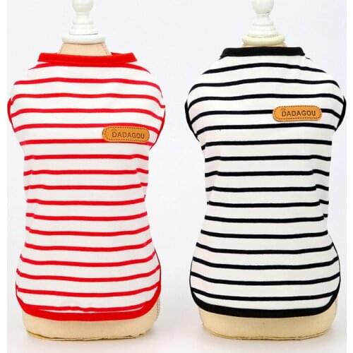 12pcs/lot Cotton strip Cat Dog Vest Summer Pet Clothes Sleeveless Hoodies Tshirt For Small Dogs Chihuahua Yorkie D03